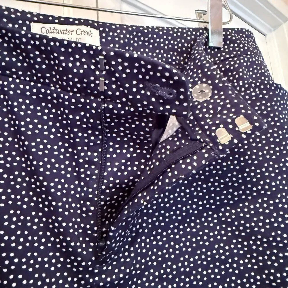 Coldwater Creek Navy Polkadot Chino Shorts